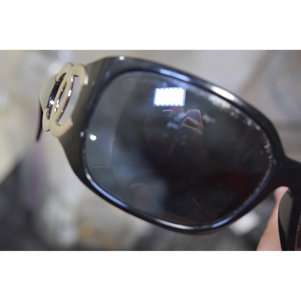 Chanel 6014 c.501/87 Black Wrap Sunglasses Silver CC Logo Italy 64-16 120 FLAWS - Picture 14 of 16